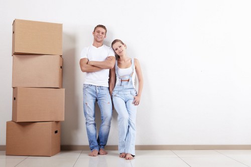 Moving van and removal team preparing a Cotland house move