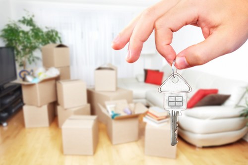 Residential house move with furniture and boxes in Cotland